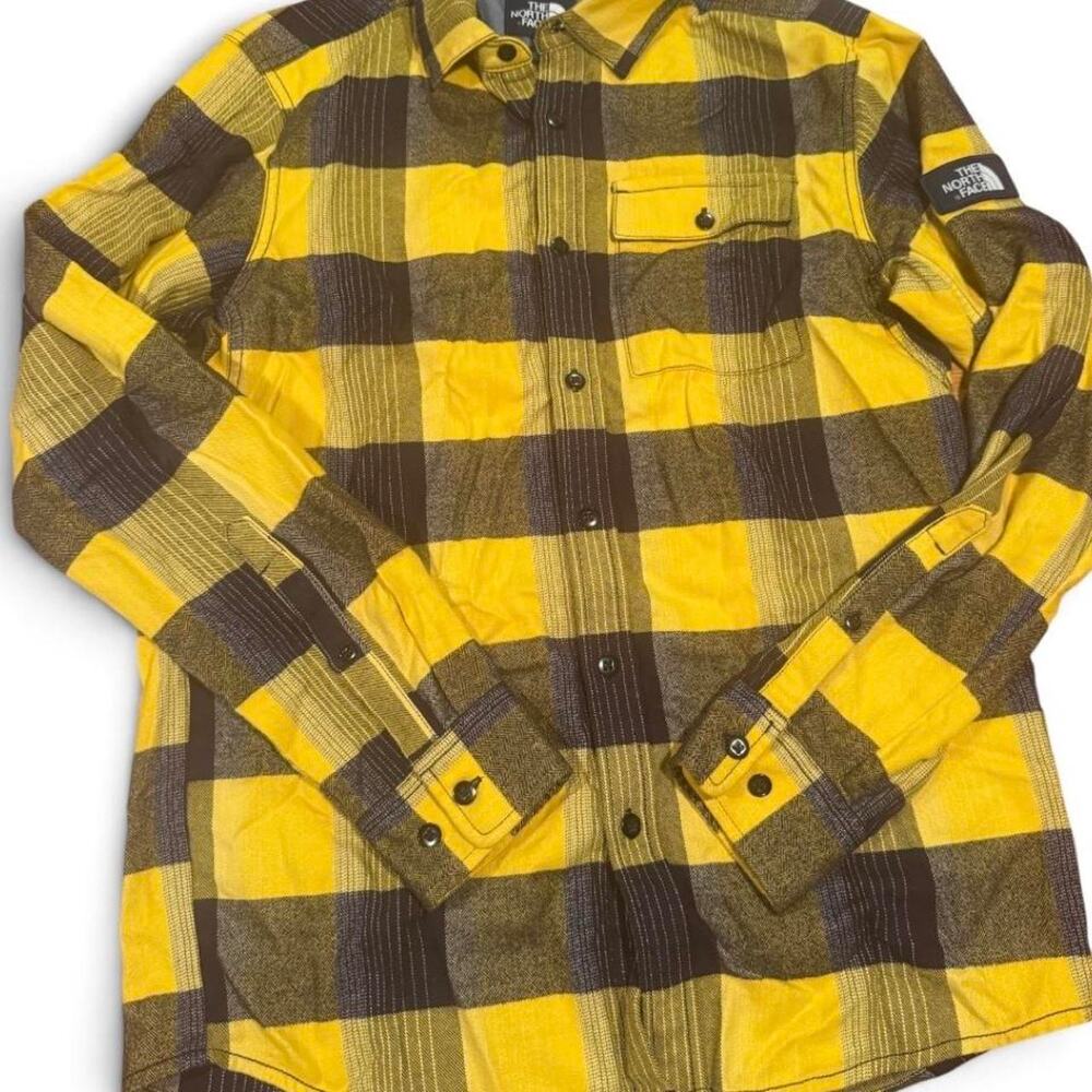 The North Face Men’s Small Yellow Black Plaid Flannel Shirt Jacket
